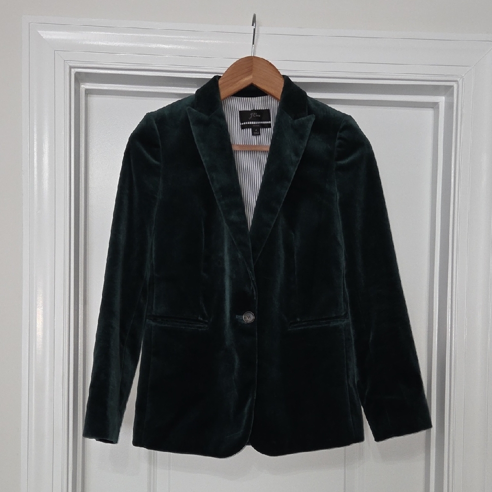 J. Crew Parke Velvet Blazer - Dark Green